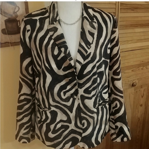 Chico’s 2 Animal Print Lined Blazer Jacket L 12 - Picture 2 of 7